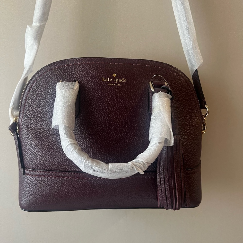 kate spade Carli McCall St Pebbled Leather Dome Satchel in Deep Burgundy